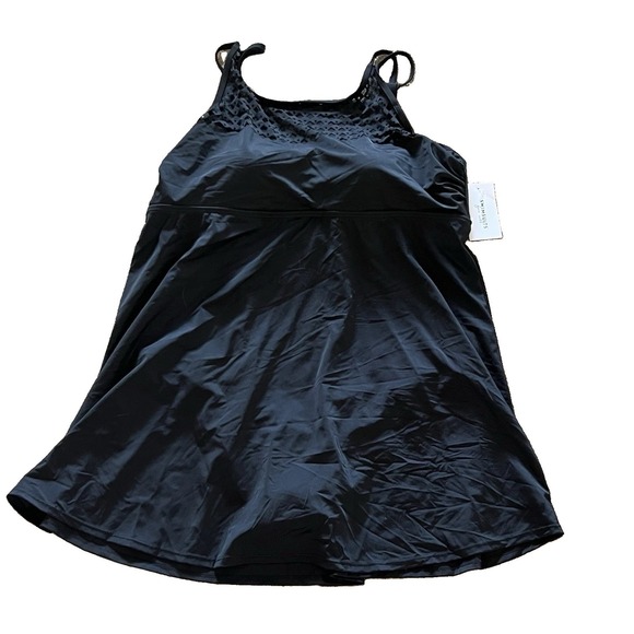 SwimsuitsForAll Other - NWT Swimsuits For All Black Swimdress Size 26 Laser Cut Mesh Padded One Piece